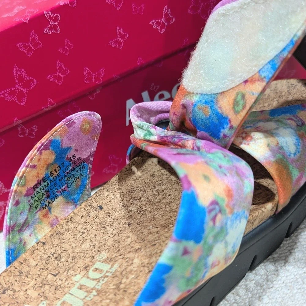 Alegria Rylie Earth Goddess Floral Platform Sandals 35 5-5.5 NIB